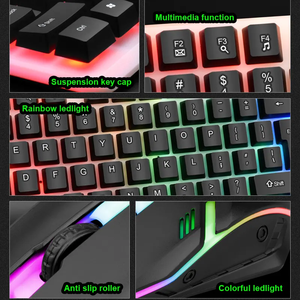 <span class=keywords><strong>Clavier</strong></span> et <span class=keywords><strong>souris</strong></span> de jeu rétroéclairés RGB GTX350 - Ensemble complet filaire USB avec anti-ghosting et <span class=keywords><strong>souris</strong></span> optique 1200 DPI pour les joueurs - Product Image 6