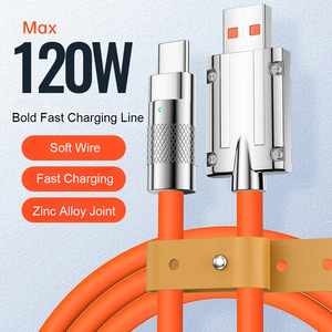 <span class=keywords><strong>Cargador</strong></span> USB <span class=keywords><strong>Tipo</strong></span> <span class=keywords><strong>C</strong></span> de Aleación de Zinc Metálico de Carga Súper Rápida de 120 W y 6 A con Cable de Datos USB de Silicona Líquida <span class=keywords><strong>para</strong></span> <span class=keywords><strong>Android</strong></span> - Product Image 2