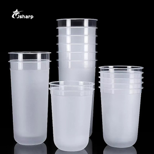 Vaso de Plástico PP Transparente Esmerilado con Fondo Redondo en Forma de U para Bebidas de Té con Leche, con Tapas, Personalizable con Logotipo, Venta Caliente - Product Image 1