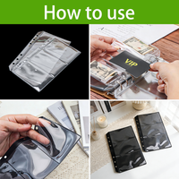 Pochette pour classeur à anneaux A6 à ouverture latérale, sans fermeture éclair, poche transparente en PVC, porte-cartes, enveloppe pour argent imperméable, couleur et logo personnalisés