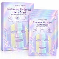Masque facial en hydrogel irisé en gros, masque en feuille hydratant et rafraîchissant pour le visage entier, OEM, marque privée, logo personnalisé, soin de la peau