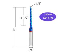 Fraise à queue monobloc en carbure de tungstène massif pour CNC, à bout sphérique, diamètre 1/8 po, revêtement Nano Bleu, personnalisable OEM, hélice 45°