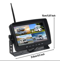 Système d'alarme BSD avec écran quadruple 4 canaux sans fil de 7 pouces, caméra de recul 2,4 GHz, kit de surveillance des angles morts pour camion, étanche