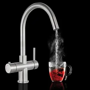 Jnod 4 in 1 Silver Kitchen Taps Boiling Water Tap Under Sink Hot Cold Mixer Purify Boiling Water Hot Tap and Faucets