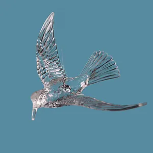 Hiasan Gantung Burung Terbang Akrilik Plastik Transparan, Ornamen Burung Kolibri untuk Latar Belakang Pernikahan