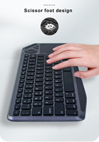 Lampu latar 2.4ghz 78 tombol ABS, papan ketik Multi perangkat dapat diisi ulang zerty Keyboard bluetooth Keyboard nirkabel Uk dengan Touchpad