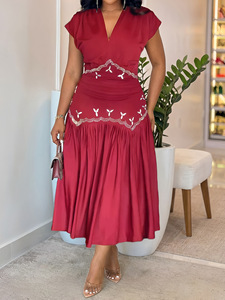 Y11076 Vestidos de Verano de Último Diseño para Mujer, Casuales, Elegantes, Ajustados, con Decoración de Pedrería, sin Mangas, Cuello en V, Vestido de Fiesta para Mujer - Product Image 2