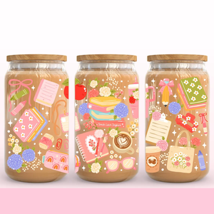 Cherrylicious Kawaii Design Glass <span class=keywords><strong>Can</strong></span> Wrap Retro Girly Red Gingham UV DTF Transferencia de calor en PET y PVC para tazas - Product Image 2