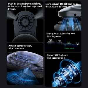 Robot de nettoyage de vitres électrique sans fil avec brosse, navigation par gyroscope, portable, pour usage domestique, 3+ modes, entièrement programmable - Product Image 2