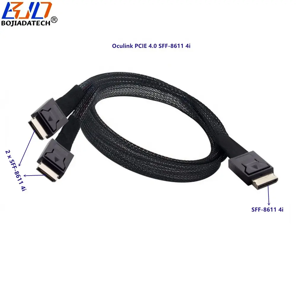 Dilinker Oculink PCI-E SFF-8611 4i Male To Dual 2 x SFF-8611 Data Extension Cable 0.5M 1M For SSD Server External Graphics Card