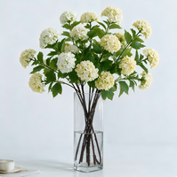 Centre de table moderne et écologique pour mariage et remise de diplôme, fleurs artificielles, 3 têtes, réaliste, fait main, en plastique, Hortensias blancs et verts