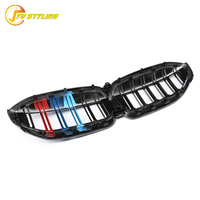 Rejilla Delantera de Fibra de Carbono para BMW Serie 3 G20 G21, Estilo M, Rejilla de Riñón, Ventilaciones de Aire para Parachoques Delantero con Tri-Color, 2019+