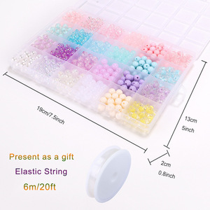 24-Compartment Acrylic <b>Beads</b> <b>Set</b> Round DIY Jewelry Kit Bracelet Making Supplies Colorful Loose <b>Beads</b> for Crafting - Product Image 2
