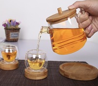 Nouvelle bouilloire à thé en verre borosilicate de 500 ml au design classique, écologique, sans plomb, théière en verre avec couvercle en bambou