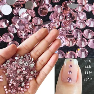 K9 cristal strass SS20 diamante em forma de costas planas sem hotfix redondo para artesanato DIY unhas sapatos rosa LT rosa arte de unhas
