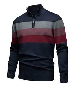 2025 Fashionable Autumn <strong>and</strong> Winter Men's Anti-Wrinkle Long-Sleeved Winter Stand Collar <strong>Jumper</strong> Knit Splicing Design Sweatshirt - Product Image 5