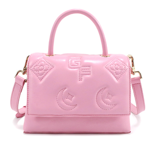 Sac à main élégant de haute qualité en cuir PU rose uni avec motif gaufré, fermeture magnétique, sac à poignée supérieure pour femmes - Product Image 1