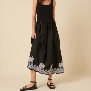 Vestidos de Lino Nuevos de Fabricante Original para Mujer, Bordado Floral, Algodón, Cintura Alta, Corte Holgado, Casual, Moda de Verano - Product Image 4