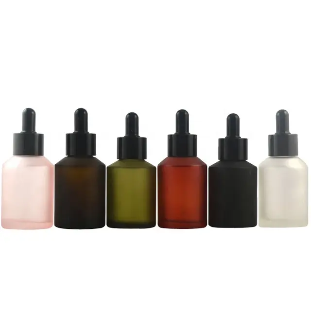 Fuyun RTS Hair Oil Packaging Customized 60ml Frosted Glass Serum Bottle Amber Essential Oil Frodsted Glass Dropper Bottles