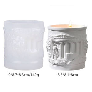 Cylindre classique facile à utiliser exquis <span class=keywords><strong>Artemis</strong></span> Temple graphique bricolage Silicone ciment résine plâtre pot de fleur Pot Vase moule - Product Image 2