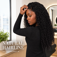Perruque en cheveux humains bouclés birmans, noir de jais, boucles spirales serrées, Lace Front, raie au milieu, baby hair, ligne de cheveux naturelle