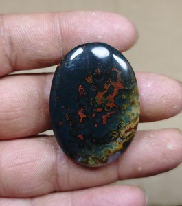 Premium Quality Blood <b>Stone</b> Loose Gemstone Oval Cabochon Dark Blue <b>Fire</b> Pattern Jewelry Making - Product Image 1