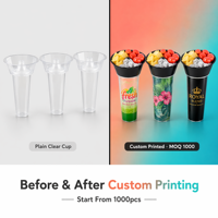 Gobelet 2-en-1 transparent en PP avec paille et logo personnalisé, bol jetable en plastique pour snacks et boissons, idéal pour bubble tea, fêtes et street food