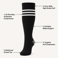 Chaussettes de compression montantes pour femmes grandes tailles, personnalisées, 15-20 mmHg, à compression graduée, pour mollets larges, côtelées, longues, pour soins, OEM, vente en gros