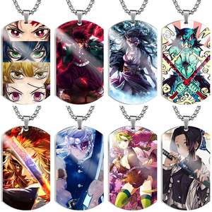 66 diseños Retro Anime una cara impresión Demoned Slayer Japandi <span class=keywords><strong>Tanjiro</strong></span> Nezuko Metal llaveros accesorios collar etiqueta - Product Image 1