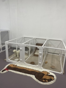 Pagar hewan peliharaan dalam ruangan <span class=keywords><strong>DIY</strong></span> kandang anjing dapat dilepas/dicuci penutup atas bawah tombol penutup pola hewan padat - Product Image 2