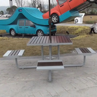 Table de pique-nique en bois pour l'extérieur, ensemble de mobilier de jardin, table à manger pour l'extérieur, patio, table de café avec siège