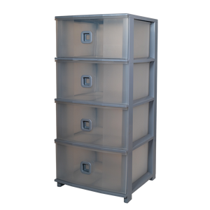 Pratika Plus Cajonera de Almacenamiento PP 375x370x800mm Gris para Sala de Estar, Mueble Organizador Moldeado por Inyección - Product Image 1