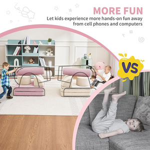 Canapé pour enfants de haute qualité en tissu corduroy, mousse haute résilience, housse amovible et lavable, ensemble de canapé modulable 14 pièces - Product Image 3