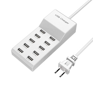 Bloque de cargador múltiple 50W 10A 10 puertos Estación de carga USB para <span class=keywords><strong>iPhone</strong></span> <span class=keywords><strong>Android</strong></span> Smartphone Tablet Smart Watch <span class=keywords><strong>AirPods</strong></span> Samsung - Product Image 2