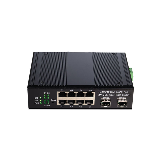 Web Management Industrial Switch 8 Port Gigabit 1000Mbps RJ45 POE Optional 2 Fiber SFP 3-Year Warranty 9-57V