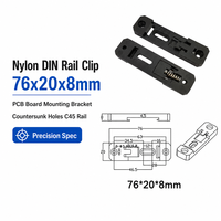 Clip de fixation en nylon pour rail DIN 76,5x20x8mm, support de montage PCB avec trou fixe et fente réglable, clip à ressort pour rail DIN 35mm C45