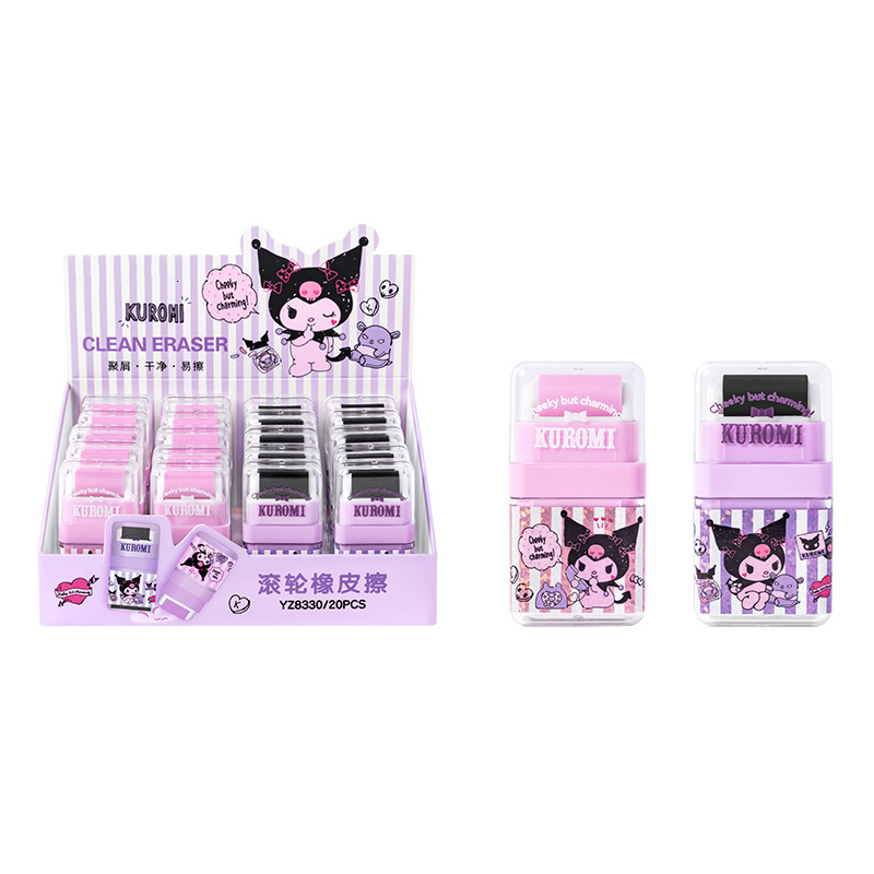Новое поступление, оптовая продажа, картонная коробка sanrio Kuromi, роликовый ластик, студенческий ластик, милые Креативные резиновые Канцелярские принадлежности для детей
