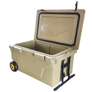65 QT Hartschüssel mit Rädern, Rotationsgeformte Eistruhe Kühlbox, isolierte tragbare Eistruhe Box für Strandcamping Picknickboot