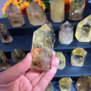 Tour de cristal de <span class=keywords><strong>citrine</strong></span> de haute qualité en gros, tour de guérison, baguette pointue colorée, artisanat en cristal pour la décoration Feng Shui - Product Image 2