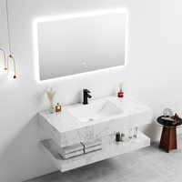 Miroir LED design moderne, lavabo de salle de bain, vasque, meuble sous lavabo mural, marbre, pierre frittée, vente en gros pour hôtels, stations balnéaires, ardoise rocheuse