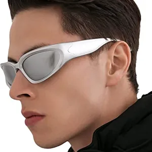 Wrap Around Fashion Sunglasses For Men Women Trendy Swift Oval Dark Futuristic Sunglasses Sport Wrap Shades Glasses Eyeglasses