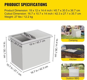 Glacière portable de bonne qualité avec couvercle coulissant, bac à glace en acier inoxydable 304, glacière pour vin froid, bière, éviers de cuisine - Product Image 6