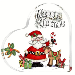 Placa Acrílica <span class=keywords><strong>de</strong></span> Lujo con Impresión Personalizada, Adorno <span class=keywords><strong>de</strong></span> <span class=keywords><strong>Mesa</strong></span> Navideño en Forma <span class=keywords><strong>de</strong></span> Corazón, Letrero Acrílico Independiente, Precio al por Mayor - Product Image 3