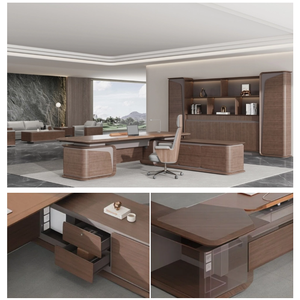 लक्जरी आधुनिक लकड़ी कंप्यूटर कार्यालय टेबल उच्च गुणवत्ता वाली छत प्रबंधक कार्यकारी घर कार्यालय डेस्क लक्जरी लकड़ी के फर्नीचर - Product Image 2