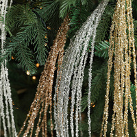 Branches de Noël Scintillantes Artificielles Champagne pour Décoration d'Arbre de Noël, Pics Décoratifs Maison et Jardin