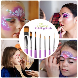 Juego de Pinceles para Pintar Caras Premium 2026, Cerdas Planas Suaves de 1/2 Pulgada con Mango de Madera Morado para Artistas - Product Image 6