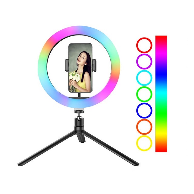 Aros De Luz 10 Inch 26cm RGBCCT Circle Photography Lighting Led RGB Ring Light with Phone Holder Tripod Stand