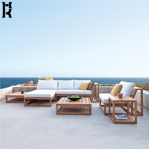 Meubles de jardin modernes, canapé de jardin en teck de haute qualité avec coussins confortables - Product Image 1