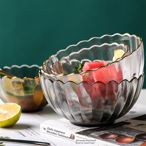 Nouvelles coupelles en verre <span class=keywords><strong>de</strong></span> style chinois créatif à bordure chrysanthème, avec rebord doré, colorées, pour fruits, desserts et salades, pour la cuisine - Product Image 4
