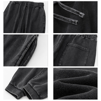 Pantalon de jogging décontracté fuselé en molleton 100% coton French Terry 380GSM, coupe ample, avec revers, effet marbré délavé, pour homme